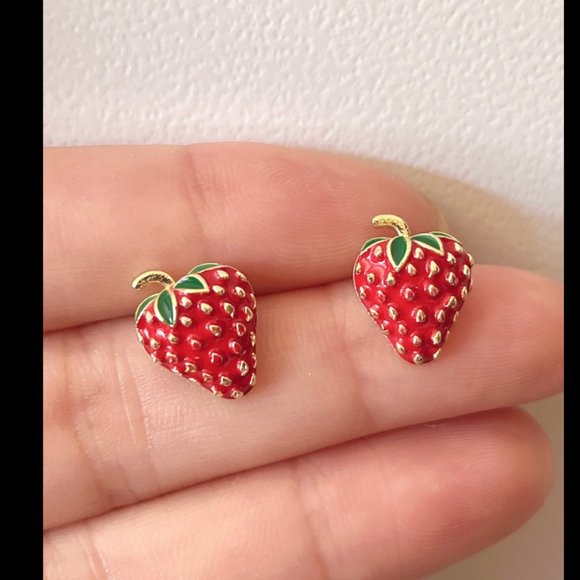 Cute strawberry ear studs main image 5
